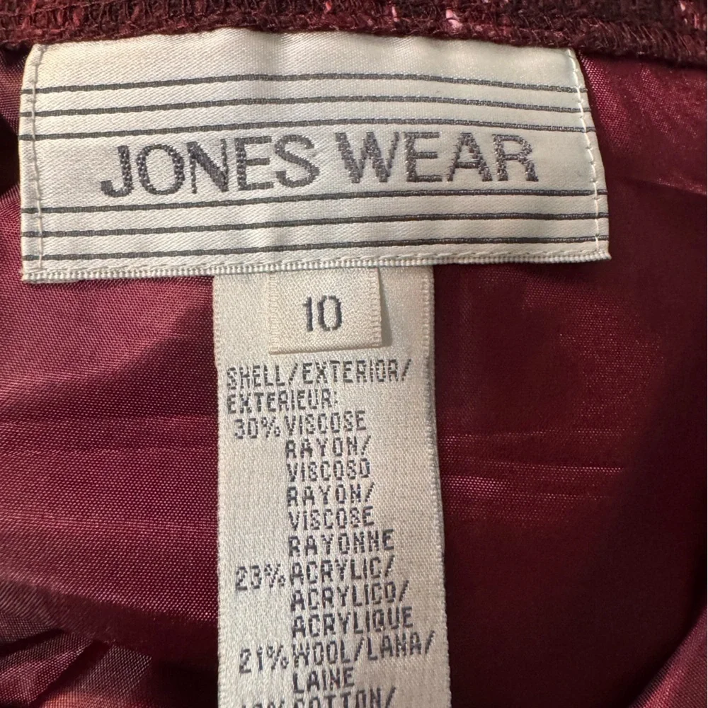 Jones Wear Plaid Tweed Button-Front Skirt